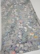 Photo2: 1V01z60  Japanese Kimono Silk  FABRIC Sakura Light gray 40.2x15.0 (2)