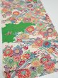 Photo2: 1V01z70  Japanese Kimono Crepe Silk  FABRIC Kyo-bingata Green 43.3x14.6 (2)