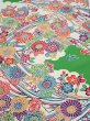 Photo1: 1V02z70  Japanese Kimono Crepe Silk  FABRIC Kyo-bingata Green 43.3x14.4 (1)