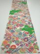 Photo10: 1V02z70  Japanese Kimono Crepe Silk  FABRIC Kyo-bingata Green 43.3x14.4 (10)