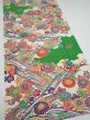 Photo2: 1V03z100  Japanese Kimono Crepe Silk  FABRIC Kyo-bingata Green 66.1x14.6 (2)