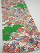 Photo2: 1V04z100  Japanese Kimono Crepe Silk  FABRIC Kyo-bingata Green 66.1x14.6 (2)