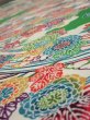 Photo4: 1V04z100  Japanese Kimono Crepe Silk  FABRIC Kyo-bingata Green 66.1x14.6 (4)