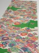 Photo3: 1V05z100  Japanese Kimono Crepe Silk  FABRIC Kyo-bingata Green 66.1x14.6 (3)