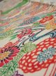 Photo4: 1V07z50  Japanese Kimono Crepe Silk  FABRIC Kyo-bingata Green 59.8x7.5 (4)