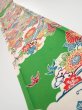 Photo1: 1V08z50  Japanese Kimono Crepe Silk  FABRIC Kyo-bingata Green 59.4x7.5 (1)