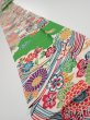 Photo1: 1V09z60  Japanese Kimono Crepe Silk  FABRIC Kyo-bingata Green 82.7x6.9 (1)