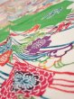 Photo4: 1V10z30  Japanese Kimono Crepe Silk  FABRIC Kyo-bingata Green 36.2x6.9 (4)