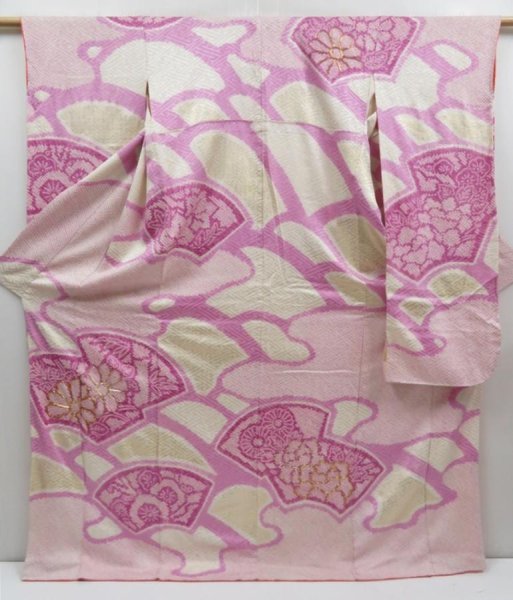 Photo1: 4811T09z1120  Japanese Kimono Silk SHIBORI FURISODE Jigami Purple-Pink (1)