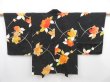 Photo1: 4812T04z650 Vintage Japanese Kimono Silk HAORI Flower Black (1)