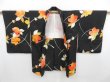 Photo5: 4812T04z650 Vintage Japanese Kimono Silk HAORI Flower Black (5)