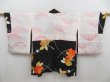 Photo7: 4812T04z650 Vintage Japanese Kimono Silk HAORI Flower Black (7)