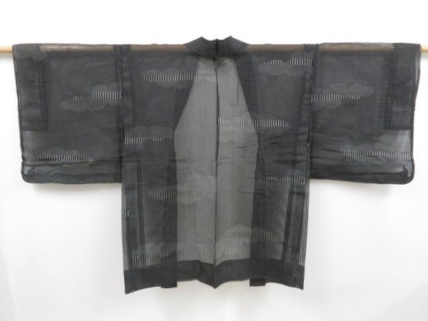 Photo1: 4812T05z340  Japanese Kimono Synthetic See through HAORI Cloud Black (1)