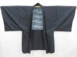 Photo1: 4812T07z540 Vintage Japanese Kimono Silk Men's OSHIMA HAORI  Black (1)