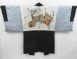 Photo1: 4812T09z710 Vintage Japanese Kimono Silk Men's HAORI 　 Black (1)