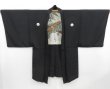 Photo5: 4812T09z710 Vintage Japanese Kimono Silk Men's HAORI 　 Black (5)