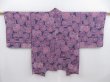 Photo1: 4812T11z600 Vintage Japanese Kimono Silk HAORI Yukiwa Dark lavender (1)