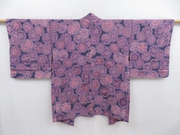 Photo1: 4812T11z600 Vintage Japanese Kimono Silk HAORI Yukiwa Dark lavender (1)