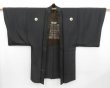 Photo5: 4812T12z610 Vintage Japanese Kimono Silk Men's HAORI Vase Black (5)