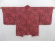 Photo1: 4812T14z440 Vintage Japanese Kimono Silk HAORI Flower Rosy brown (1)