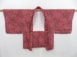 Photo5: 4812T14z440 Vintage Japanese Kimono Silk HAORI Flower Rosy brown (5)