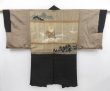 Photo2: 4813T01z730 Vintage Japanese Kimono Silk Men's HAORI 福禄寿 Black (2)