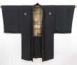 Photo7: 4813T01z730 Vintage Japanese Kimono Silk Men's HAORI 福禄寿 Black (7)