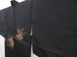 Photo2: 4813T03z570 Vintage Japanese Kimono Silk HAORI Flowers Black (2)