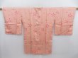 Photo1: 4813T04z580 Vintage Japanese Kimono Silk HAORI COAT Flower Peach (1)