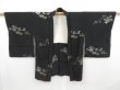 Photo6: 4813T07z540 Vintage Japanese Kimono Silk HAORI Flowers Black (6)