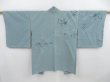 Photo1: 4813T10z540 Vintage Japanese Kimono Silk HAORI Flower Dull light blue (1)