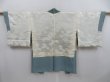 Photo6: 4813T10z540 Vintage Japanese Kimono Silk HAORI Flower Dull light blue (6)