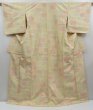 Photo1: 4816T05z830 Vintage Japanese Kimono Silk TSUMUGI  Light cream (1)