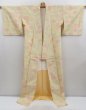 Photo8: 4816T05z830 Vintage Japanese Kimono Silk TSUMUGI  Light cream (8)