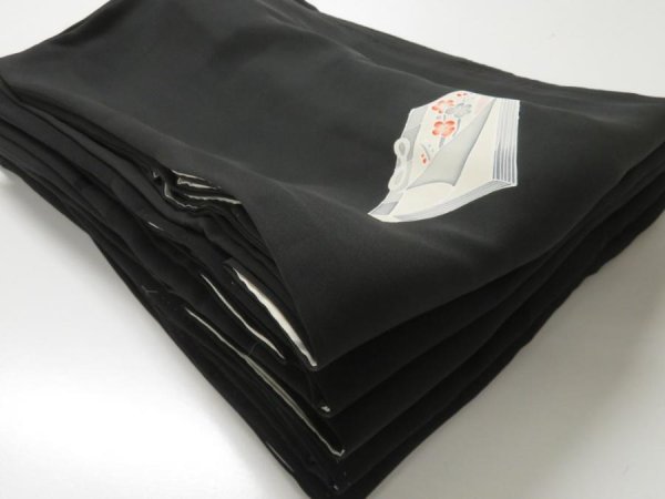 Photo1: 102BH07z31 Vintage Japanese Kimono Silk BLACK HAORI 5pcs FREE SHIPPING (1)