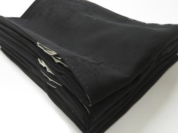 Photo1: 102BH09z27 Vintage Japanese Kimono Silk BLACK HAORI 5pcs FREE SHIPPING (1)