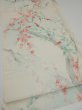 Photo2: 2R02z60  Japanese Kimono Silk  FABRIC Plum tree Off-white 42.1x14.6 (2)