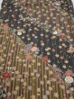 Photo1: 2R01z50  Japanese Kimono Silk  FABRIC Sakura Dark gray 39.0x14.8 (1)