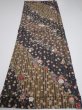 Photo5: 2R01z50  Japanese Kimono Silk  FABRIC Sakura Dark gray 39.0x14.8 (5)