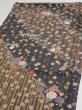 Photo3: 2R02z50  Japanese Kimono Silk  FABRIC Sakura Dark gray 38.2x14.8 (3)