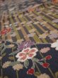 Photo4: 2R02z50  Japanese Kimono Silk  FABRIC Sakura Dark gray 38.2x14.8 (4)