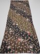 Photo5: 2R02z50  Japanese Kimono Silk  FABRIC Sakura Dark gray 38.2x14.8 (5)