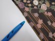 Photo7: 2R02z50  Japanese Kimono Silk  FABRIC Sakura Dark gray 38.2x14.8 (7)