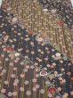 Photo1: 2R03z90  Japanese Kimono Silk  FABRIC Sakura Dark gray 67.7x14.8 (1)