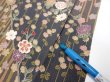 Photo5: 2R03z90  Japanese Kimono Silk  FABRIC Sakura Dark gray 67.7x14.8 (5)