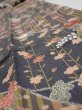 Photo4: 2R09z60  Japanese Kimono Silk  FABRIC Sakura Dark gray 87.4x7.1 (4)