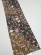 Photo2: 2R10z30  Japanese Kimono Silk  FABRIC Sakura Dark gray 38.6x7.1 (2)