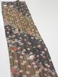 Photo3: 2R10z30  Japanese Kimono Silk  FABRIC Sakura Dark gray 38.6x7.1 (3)