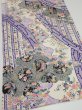 Photo2: 2R01z60  Japanese Kimono Silk  FABRIC Flowers Off-white 42.5x14.6 (2)