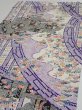 Photo3: 2R01z60  Japanese Kimono Silk  FABRIC Flowers Off-white 42.5x14.6 (3)